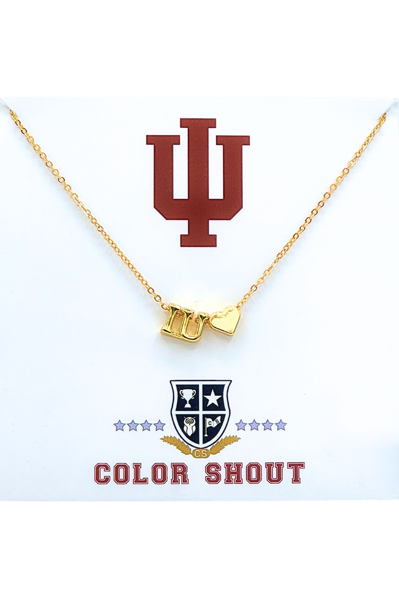 Indiana University Gold Heart Necklace, Main, color, Yellow Gold