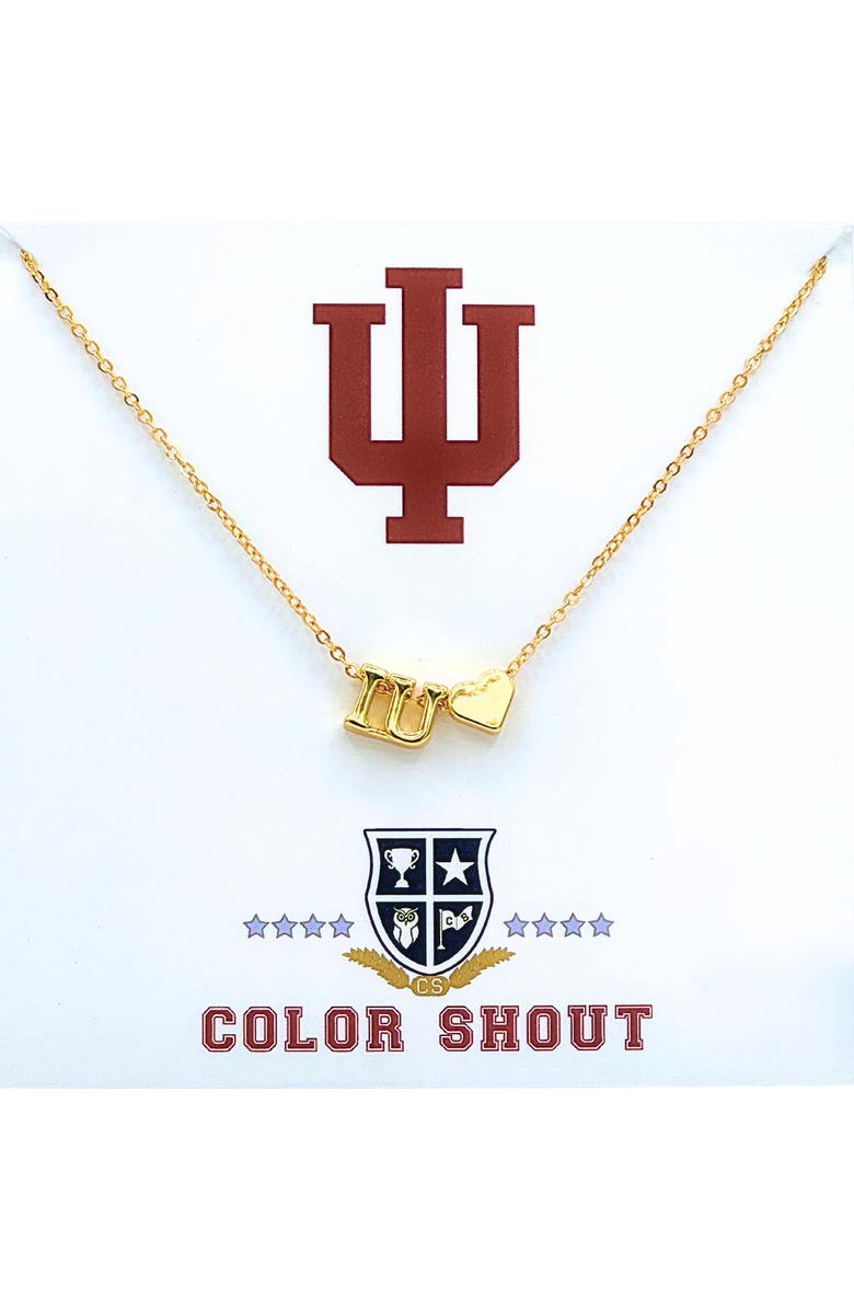 Color Shout Indiana University Gold Heart Necklace, Main, color, Yellow Gold