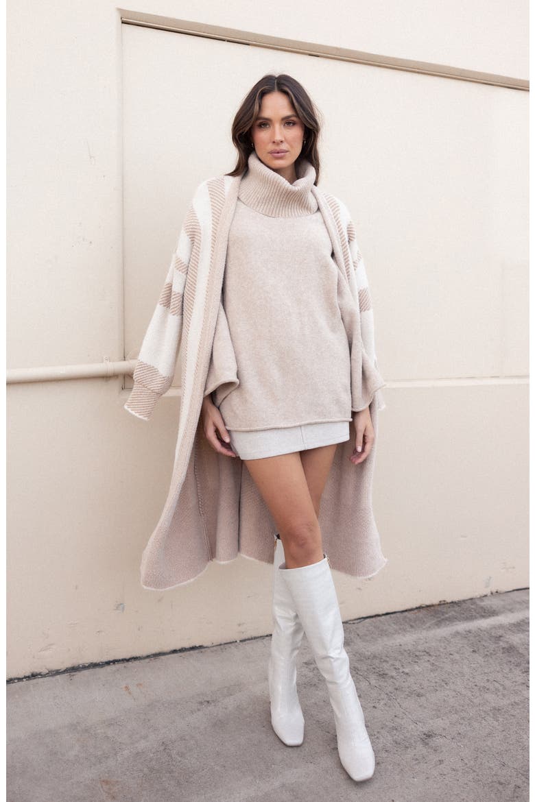 Anita Stripe Long Cardigan, Alternate, color, BEIGE