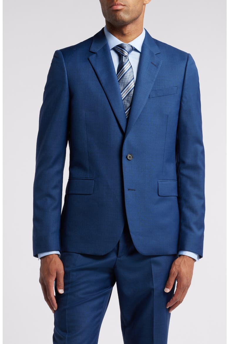 Tailored Fit Wool Suit, Alternate, color, INKY BLUE