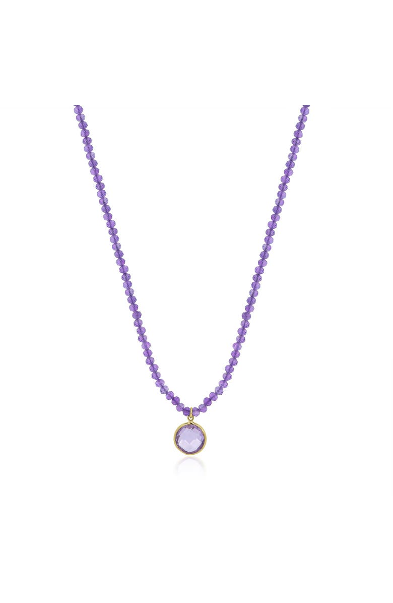 The Lovery Fine Jewelry Amethyst Bead Bezel Necklace, Main, color, Amethyst