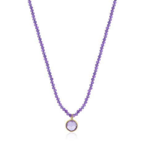 Amethyst Bead Bezel Necklace