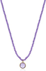 The Lovery Fine Jewelry Amethyst Bead Bezel Necklace