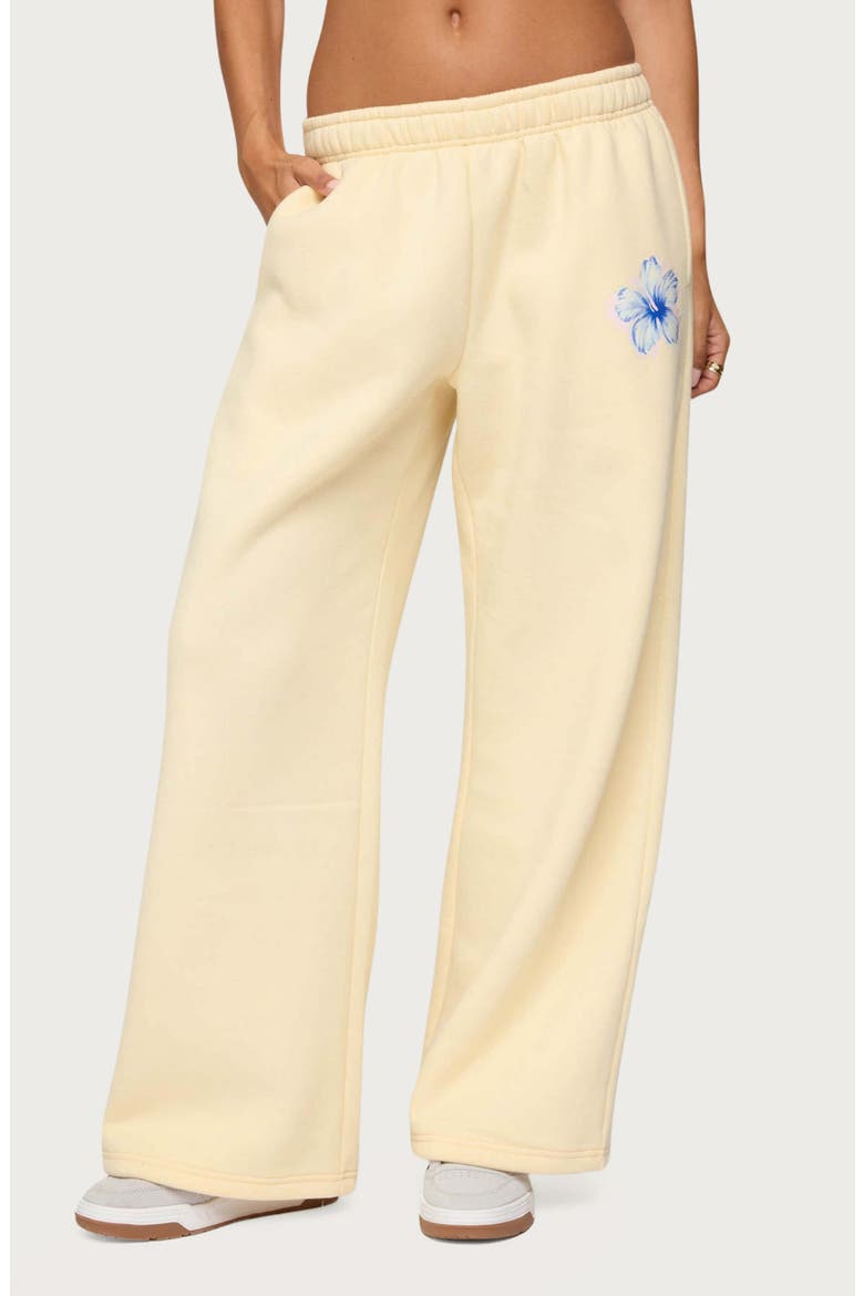 Tropical Blooms Wide Leg Sweatpants, Main, color, YELLOW