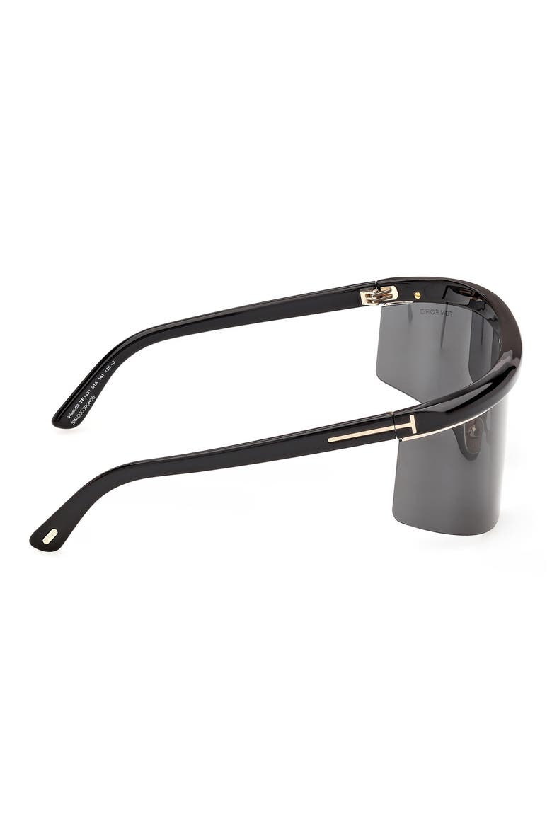 West-02 143mm Shield Sunglasses, Alternate, color, BLACK PALE GOLD/ SMOKE MASK