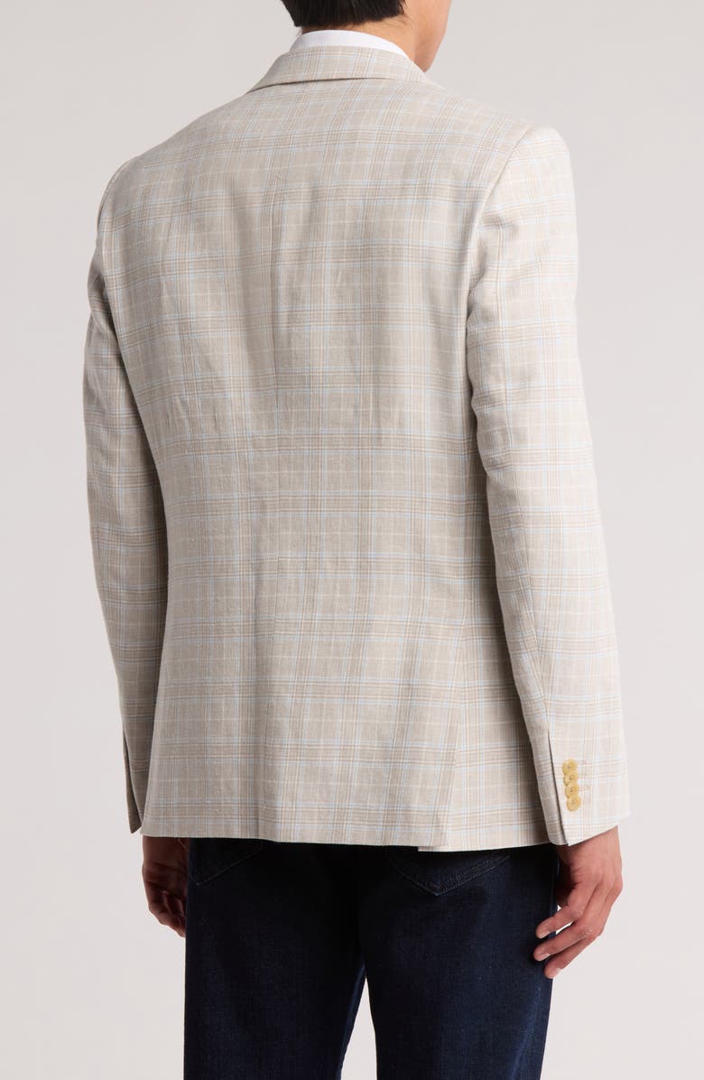 Original Penguin Check Print Notch Lapel Stretch Blazer, Alternate, color, Tan/ Blue