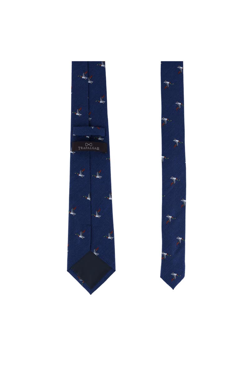 Drake the Mallard Duck Novelty Silk Necktie, Alternate, color, Navy