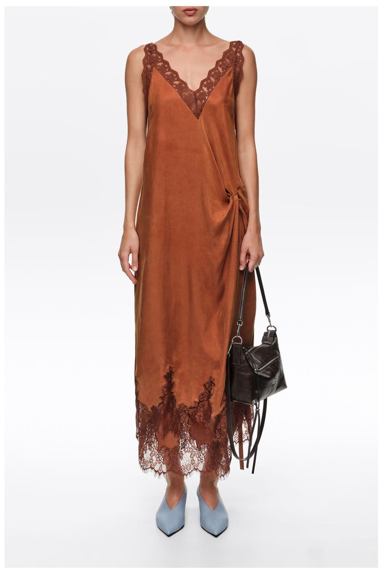 Knot Detail Camisole Dress, Alternate, color, TOFFEE