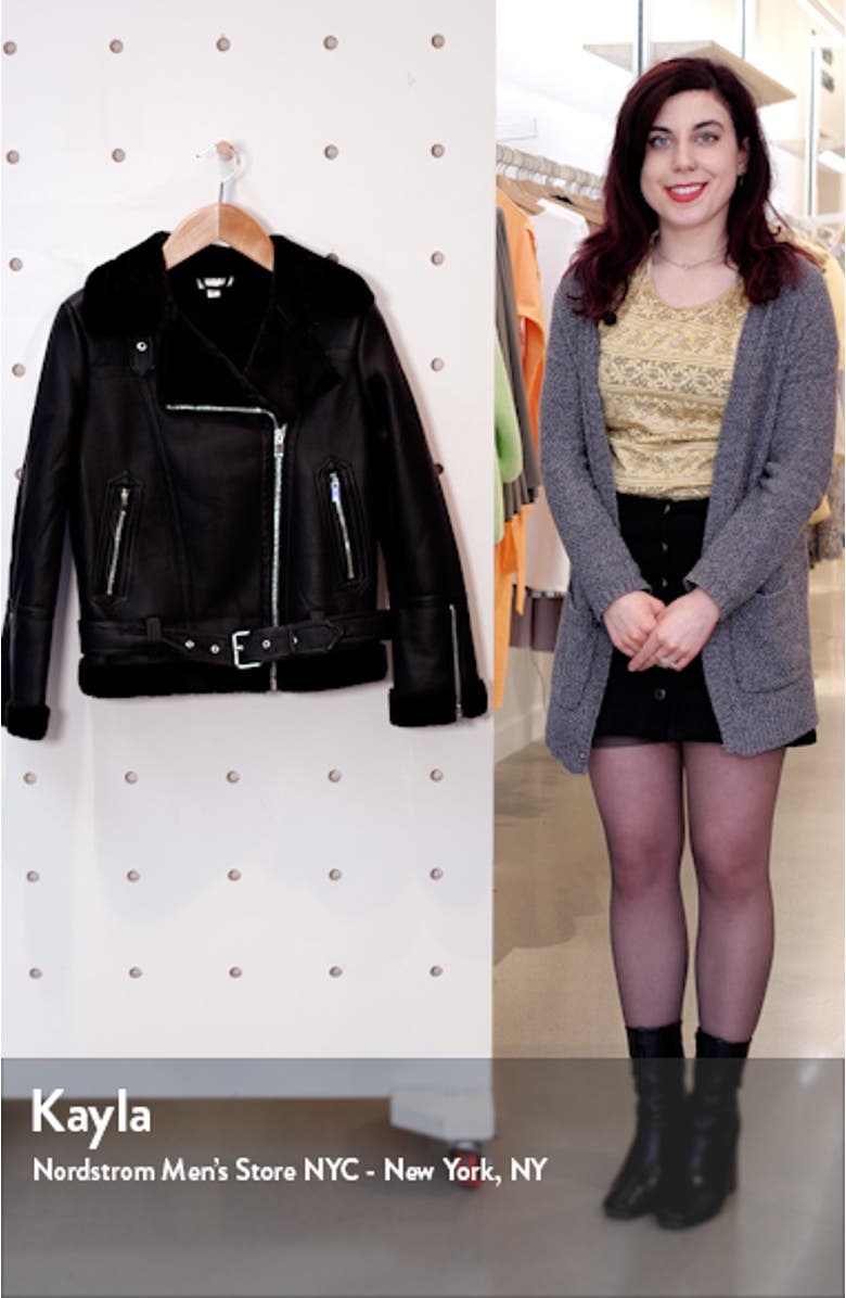 Fleece & Faux Leather Moto Jacket, sales video thumbnail