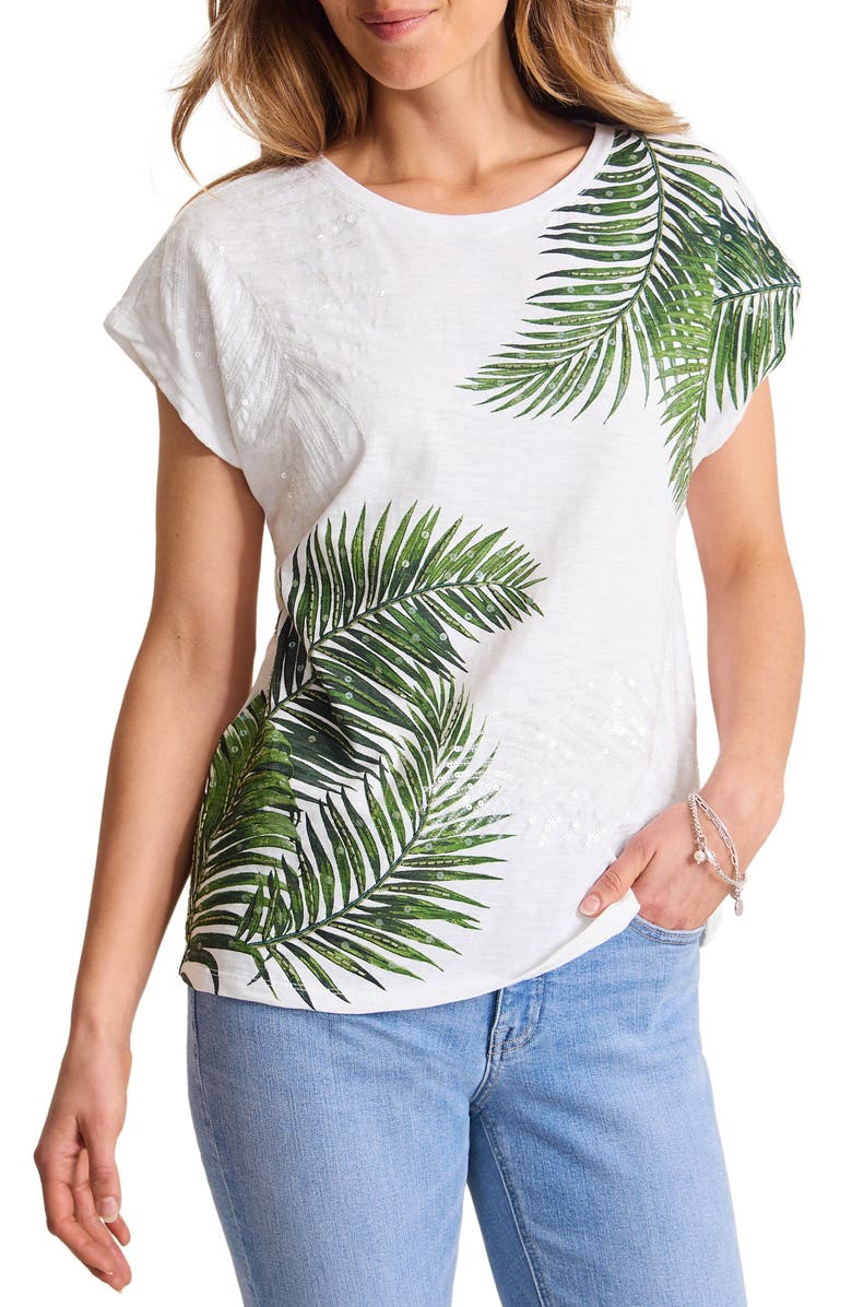 Tommy Bahama Leaf of Luxury Sequin Embellished Organic Cotton Graphic T-Shirt, Main, color, 