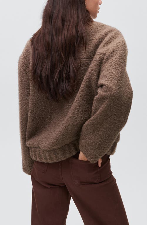 Mango Teen Faux Shearling Bomber Jacket In Brown