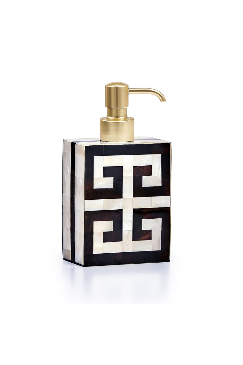 Greek Key Pump Dispenser, Main, color, IVORY-Mat Brs