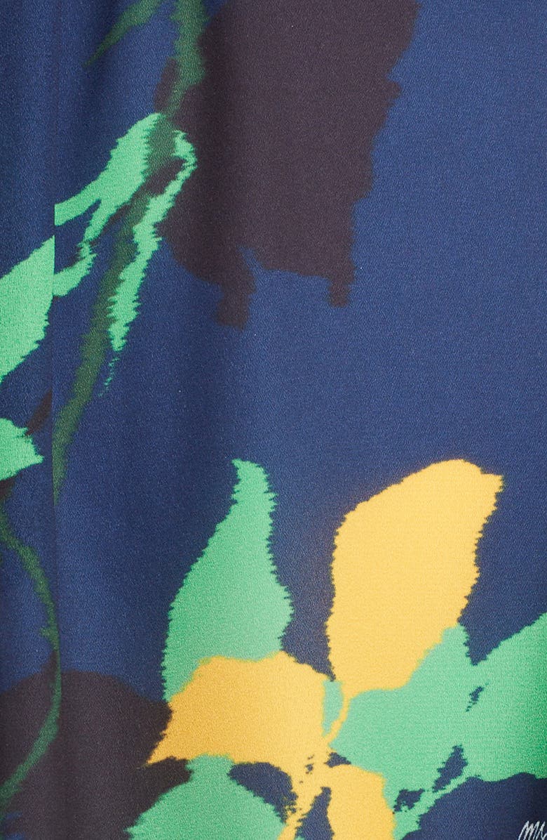 MSGM Rib Trim Floral Print Blouse, Alternate, color, 