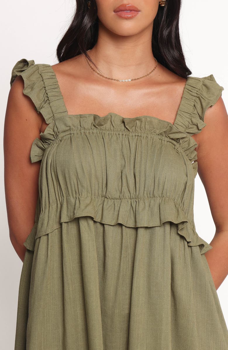 Petal & Pup Orion Frill Strap Mini Sundress, Main, color, Olive