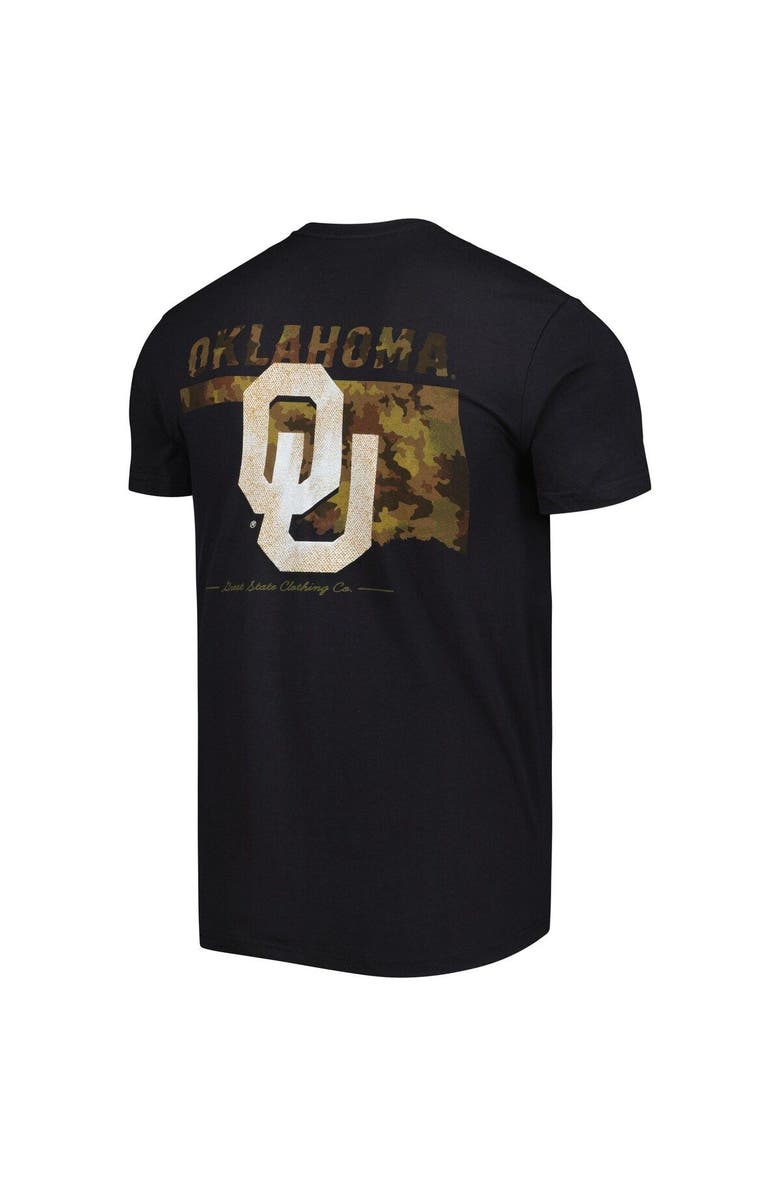 GREAT STATE CLOTHING Men's Black Oklahoma Sooners Camo Flag 2-Hit T-Shirt, Alternate, color, 