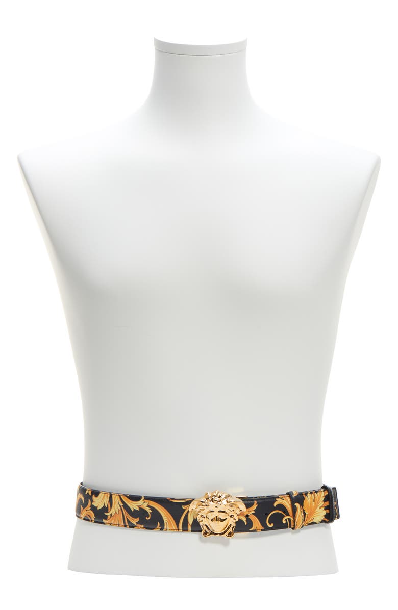 Versace Barocco Medusa Head Buckle Reversible Leather Belt, Main, color,