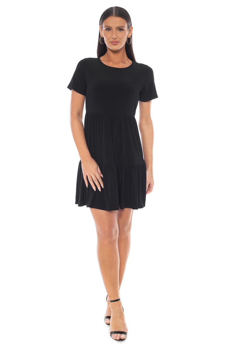 TASH AND SOPHIE Jersey Tiered Dress, Alternate, color, Black