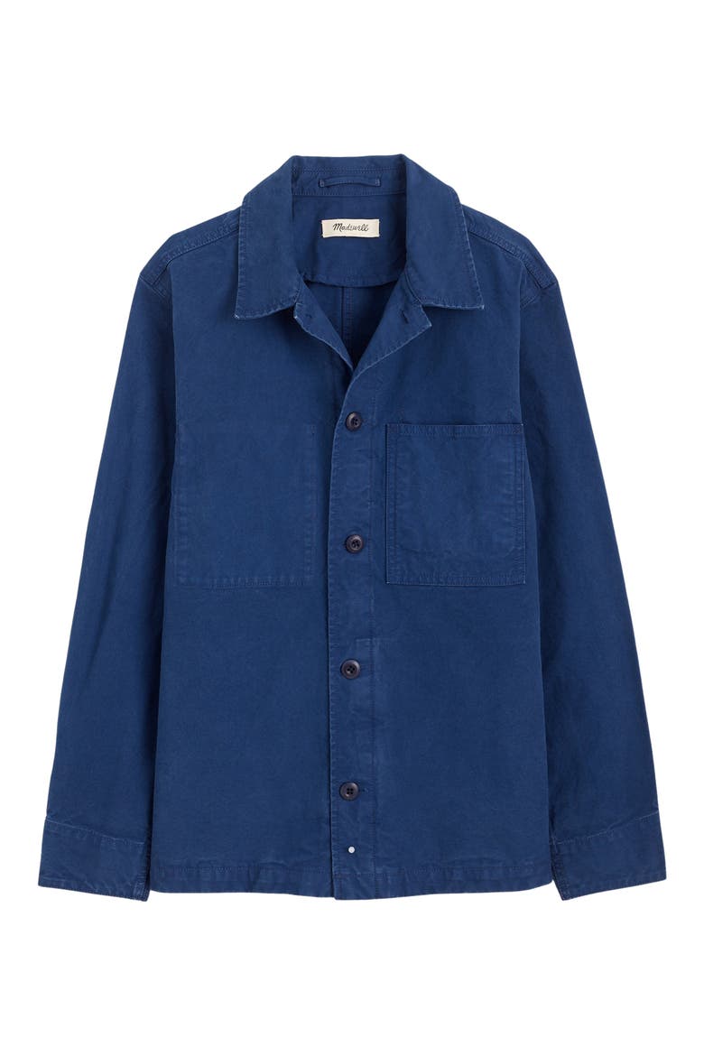 Overshirt in Garment-Dyed Canvas, Alternate, color, VINTAGE FRENCH BLUE