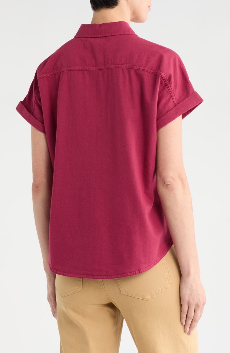 Tommy Bahama Coastal Cotton Twill Short Sleeve Button-Up Shirt, Alternate, color, Rhumba