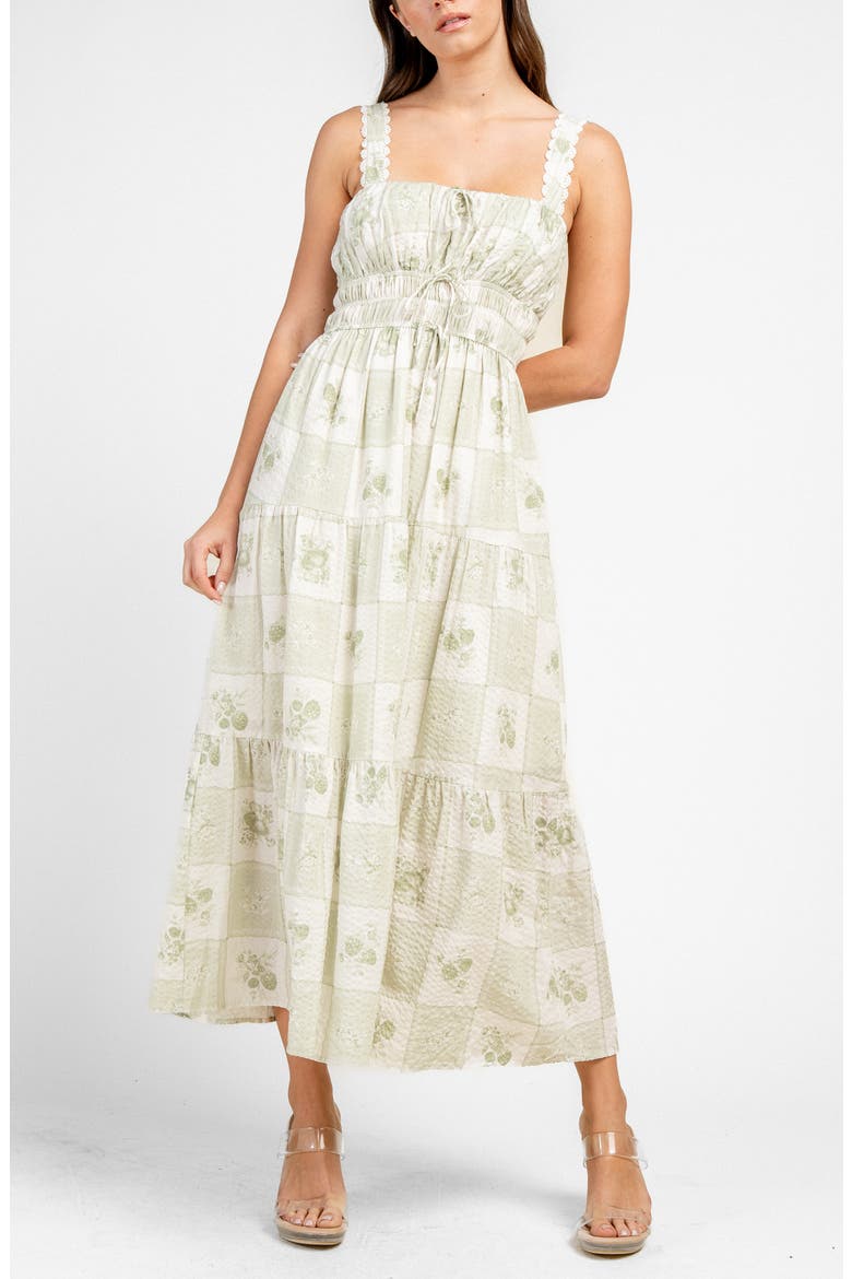 Chech Floral Cotton Blend Midi Dress, Main, color, SAGE