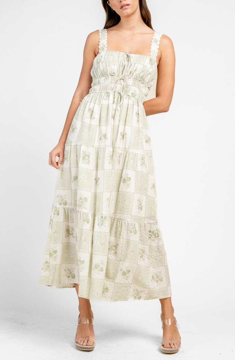 Beivy Chech Floral Cotton Blend Midi Dress, Main, color, Sage