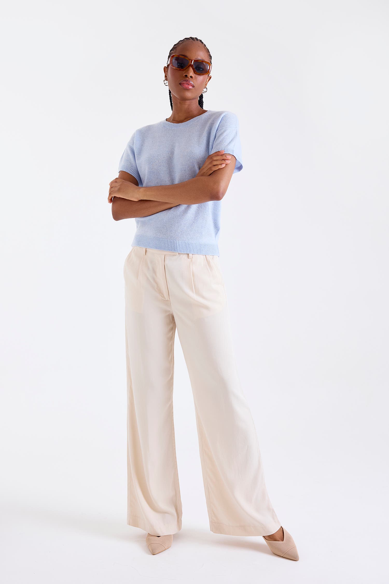 Esme Short Sleeve 100% Cashmere Top - image 4