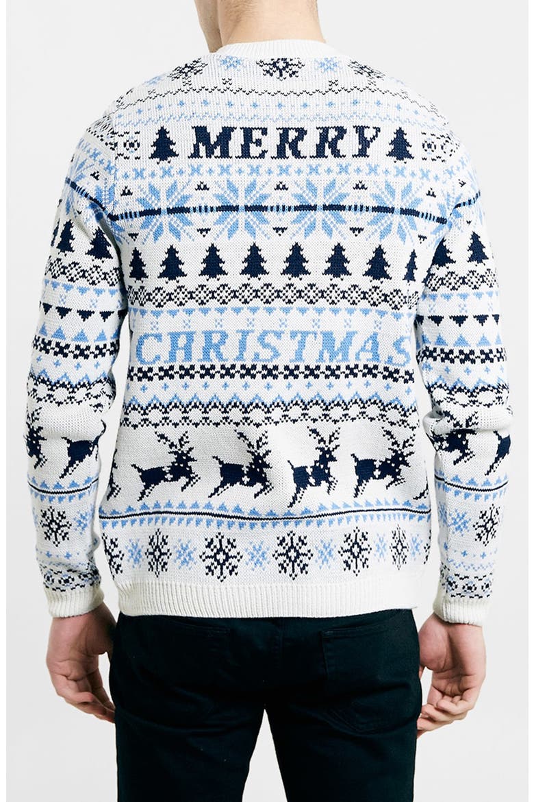 Christmas Pattern Crewneck Sweater, Alternate, color, OFF WHITE
