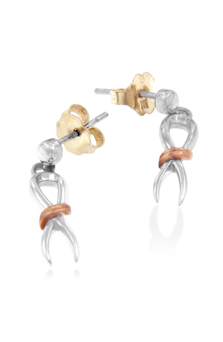 Haus of Brilliance 10K Two-Toned Gold Over Silver Awareness Ribbon Dangle Earrings, Main, color, Yellow