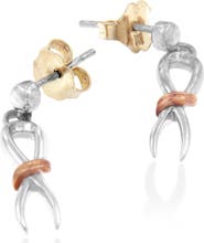 Haus of Brilliance 10K Two-Toned Gold Over Silver Awareness Ribbon Dangle Earrings