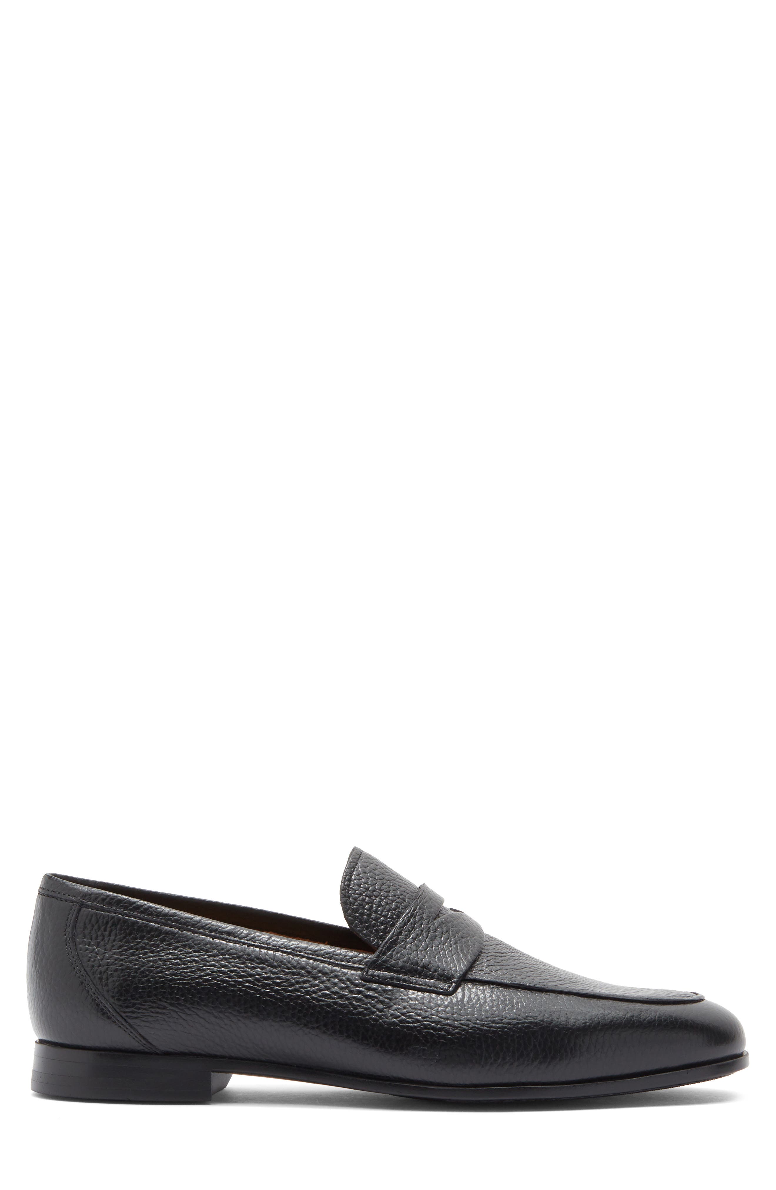 Magnanni Tavarez Apron Toe Penny Loafer, Alternate, color, Black Pebble
