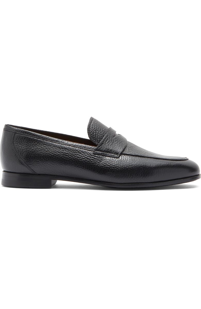 Magnanni Tavarez Apron Toe Penny Loafer, Alternate, color, Black Pebble