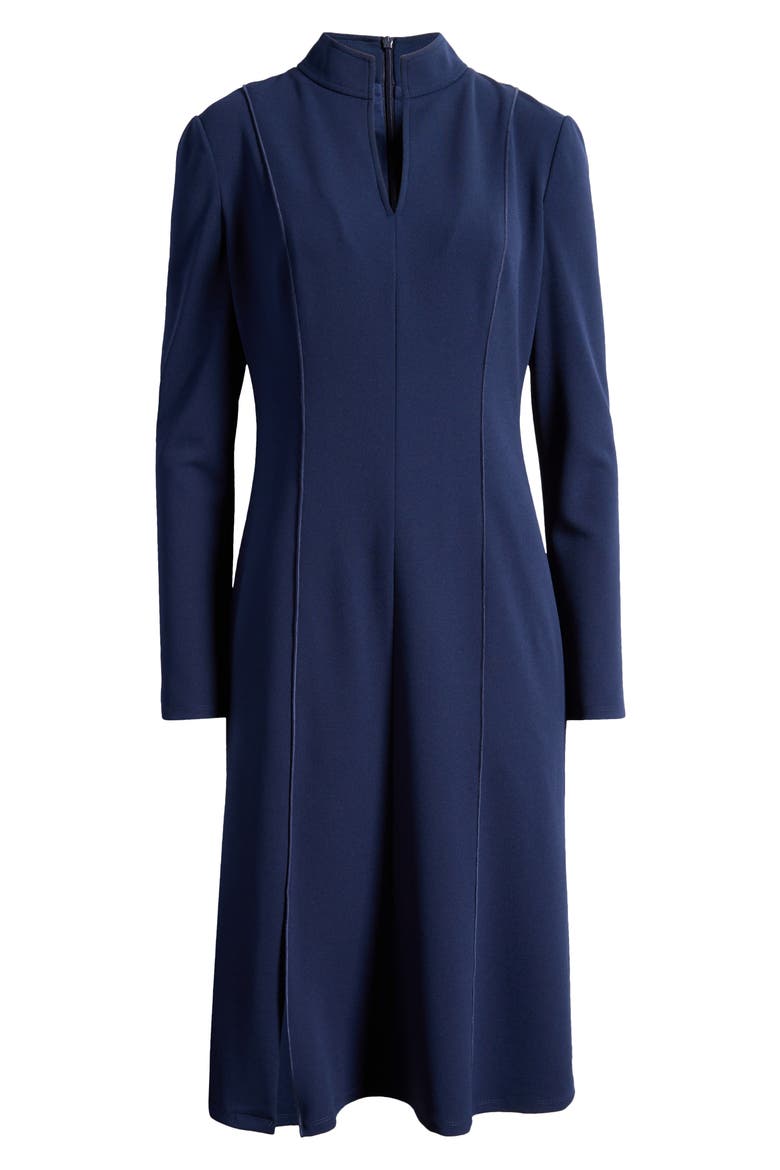 Split Neck Long Sleeve Midi Dress, Alternate, color, NAYB