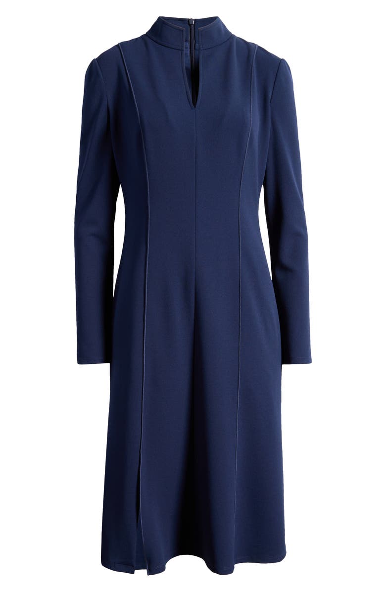 Maggy London Split Neck Long Sleeve Midi Dress, Alternate, color,