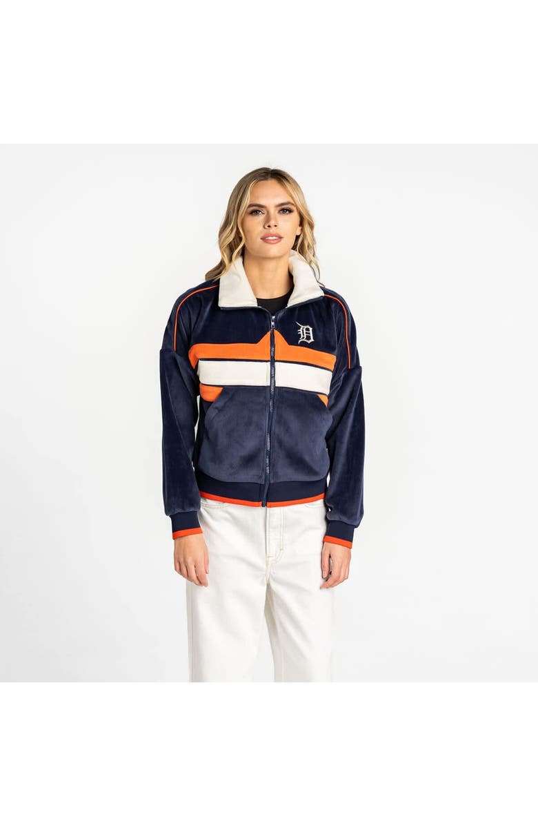 THE WILD COLLECTIVE Women's The Wild Collective  Navy Detroit Tigers Velvet Cord Full-Zip Jacket, Main, color, Navy
