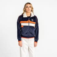 THE WILD COLLECTIVE Women's The Wild Collective  Navy Detroit Tigers Velvet Cord Full-Zip Jacket