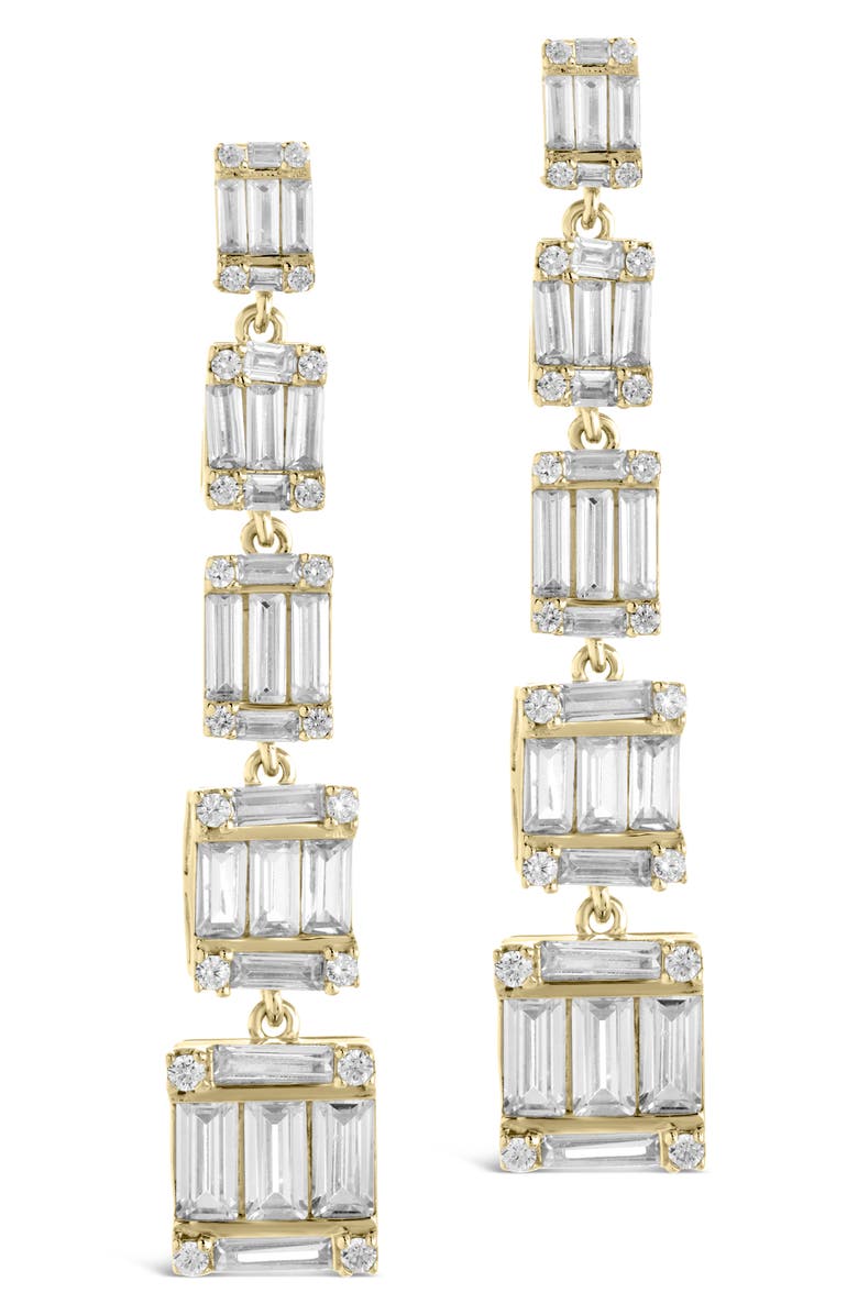 Sterling Forever Penelope Cubic Zirconia Linear Drop Earrings, Alternate, color, Gold