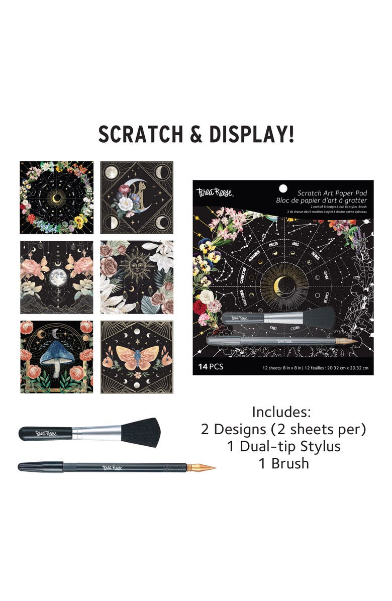 Brea Reese Celestial Scratch Art Paper Pad, Alternate, color, Multicolored