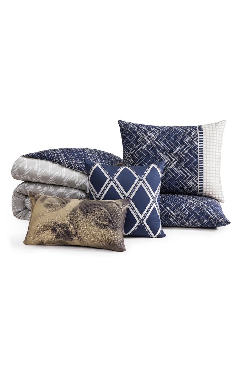 Bebejan Vertigeo Reversible Cotton Sateen Comforter Set, Main, color, Blue