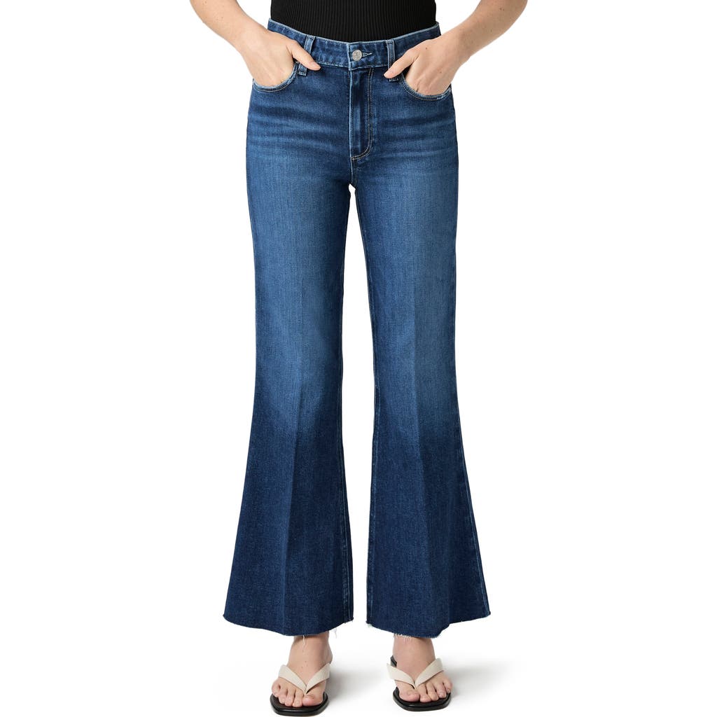 Paige Marlow High Waist Raw Hem Ankle Skimmer Flare Jeans In Blue