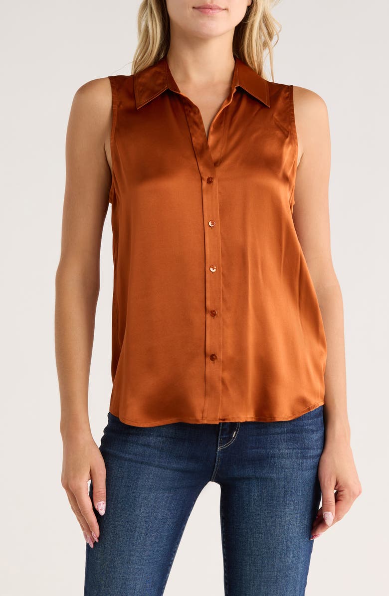 L'AGENCE Emmy Sleeveless Silk Blouse, Main, color, Rich Ginger