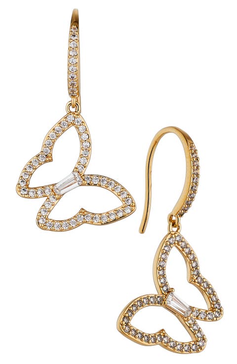 Cirque Pavé Cubic Zirconia Butterfly Drop Earrings