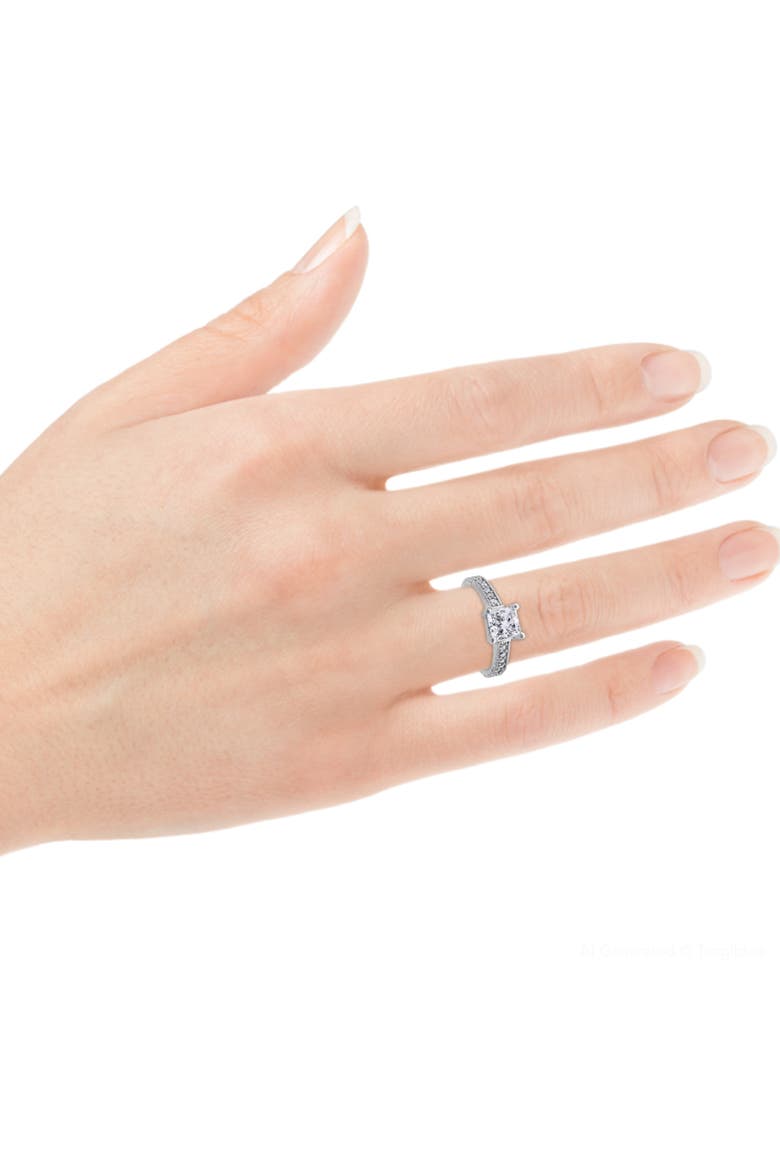 1 1/4Ct Princess Cut Diamond Engagement Ring 14k Gold Lab Grown, Alternate, color, 14k White Gold