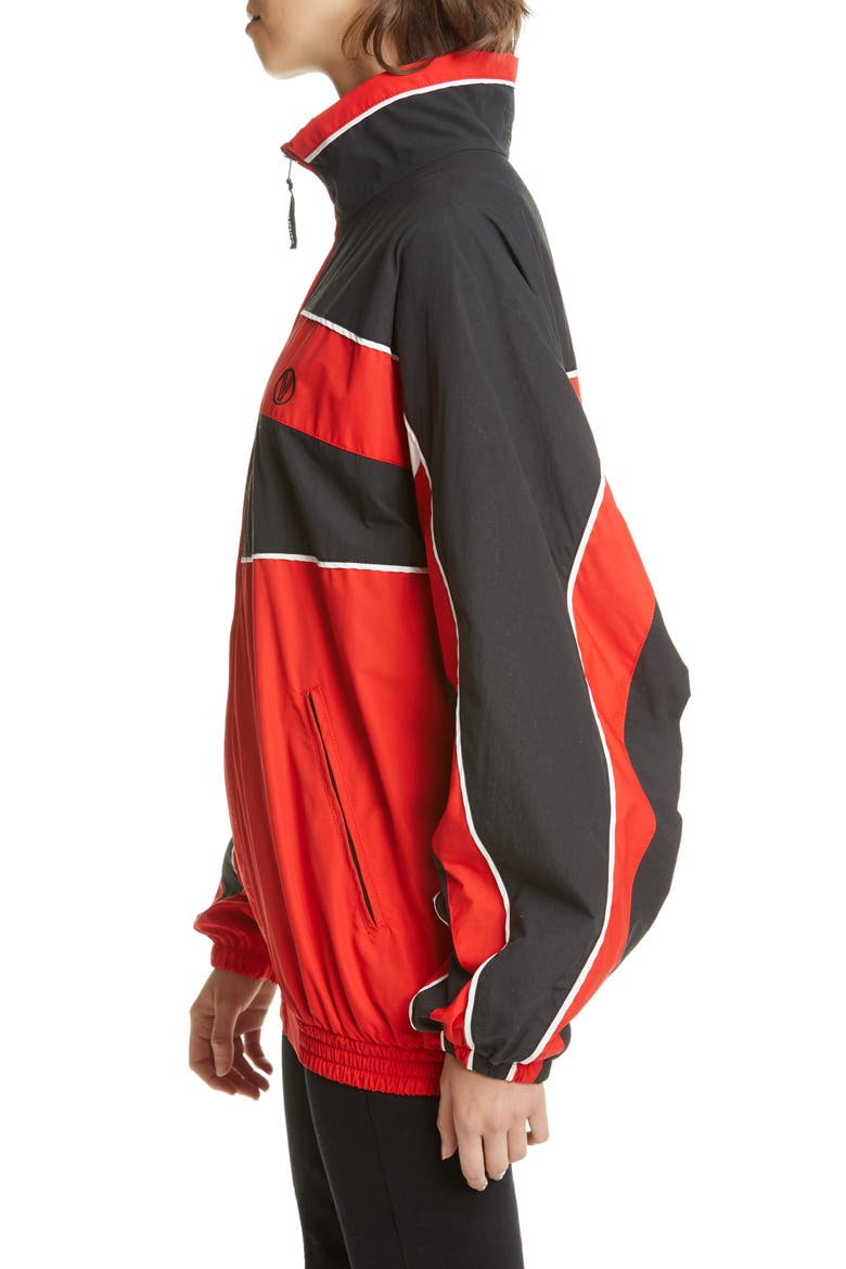Oversize Colorblock Track Jacket, Alternate, color, RED