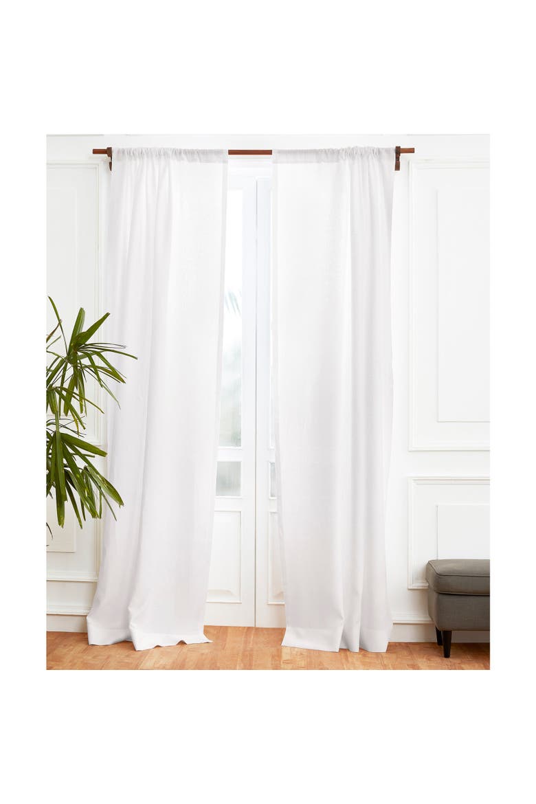 Linen Curtain Light Filtering Rod Pocket Curtain - 1 Panel, Alternate, color, White