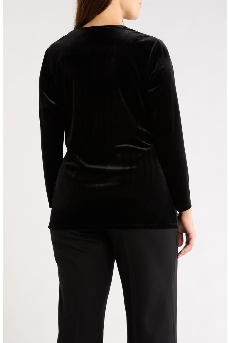 Velvet Faux Wrap Top, Alternate, color, ANNE BLACK