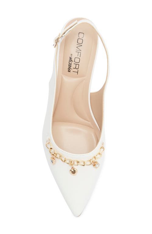 Wild Diva Lounge Aleena Chain Slingback Pump In White
