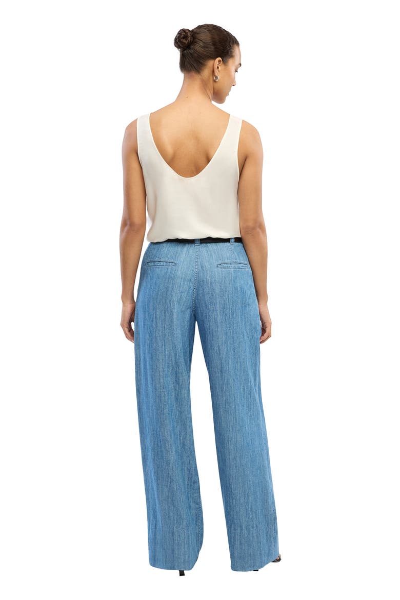 Chambray Relaxed Wide Leg Pant, Alternate, color, MEDIUM BLUE