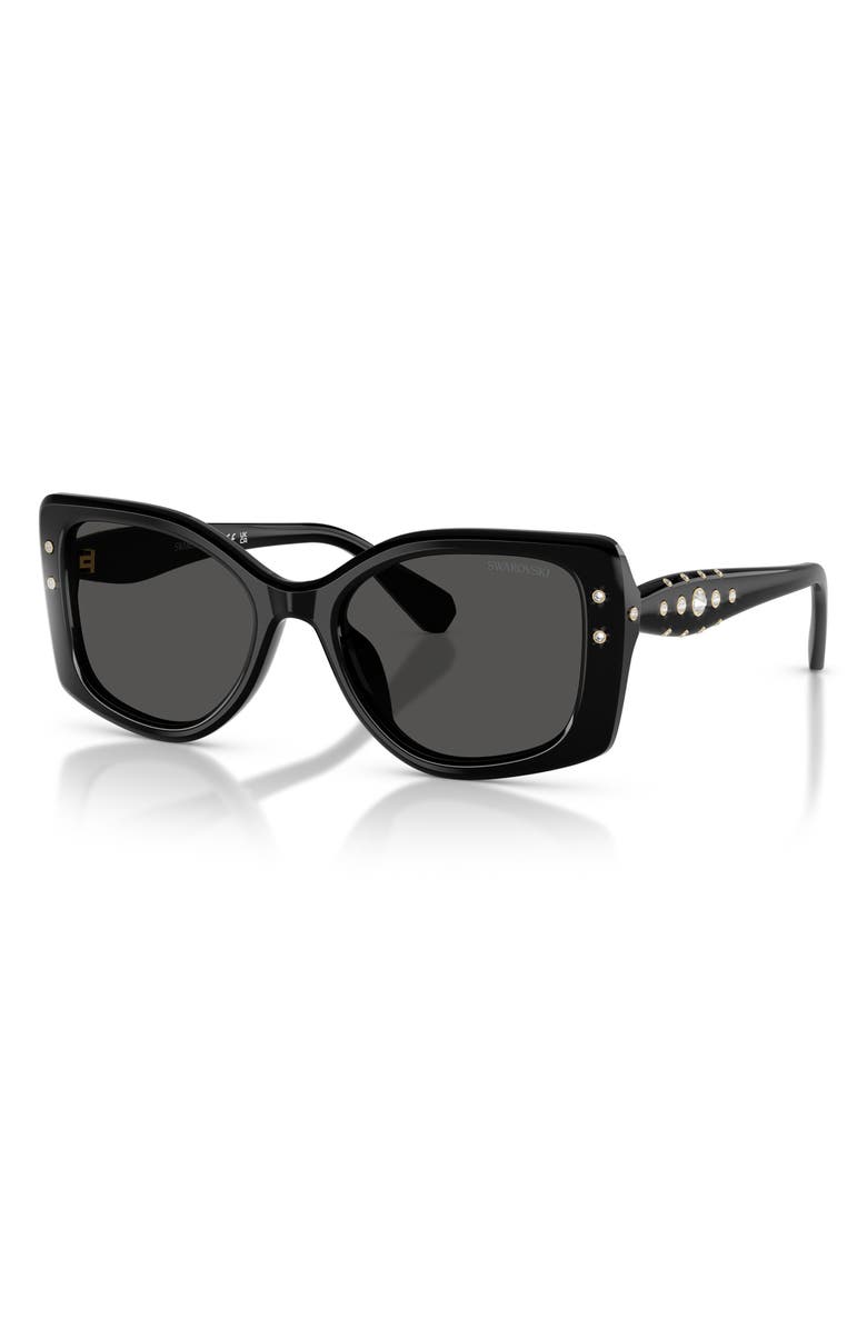 Swarovski 54mm Pillow Sunglasses, Alternate, color, Black / Dark Grey