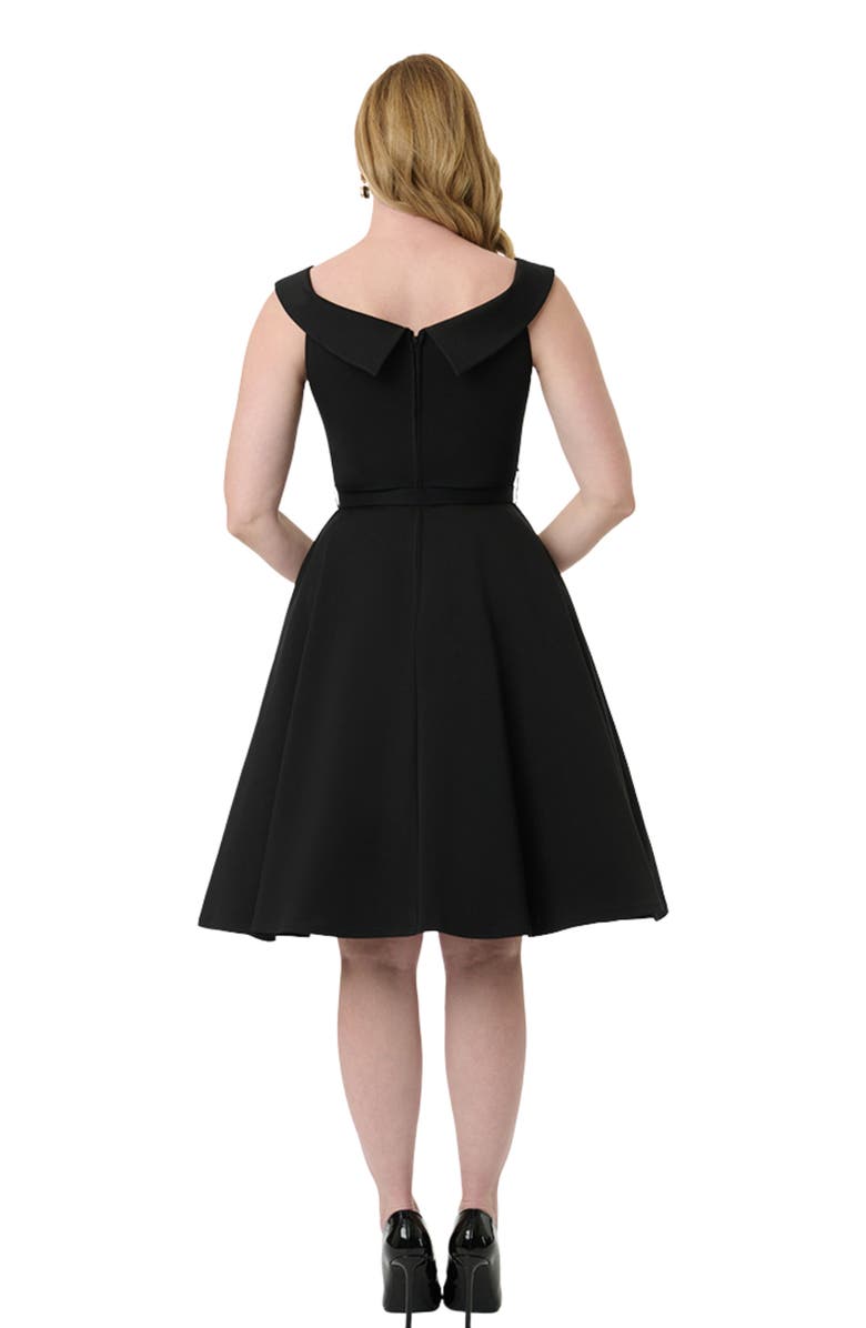 Unique Vintage Off the Shoulder Swing Dress, Alternate, color, Black