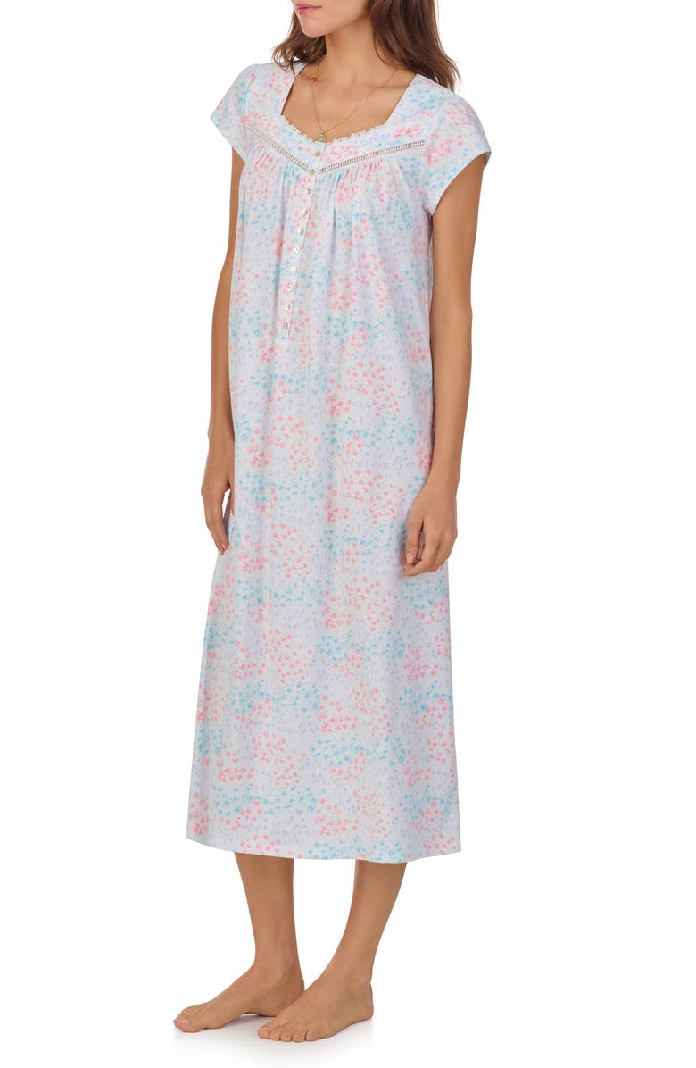Eileen West Floral Print Cotton Nightgown, Alternate, color, 